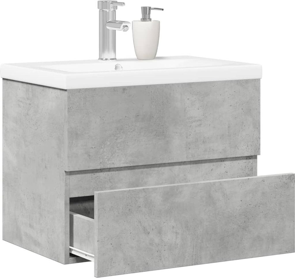 Maison Exclusive - 2-tlg. Badmöbel-Set Betongrau Holzwerkstoff