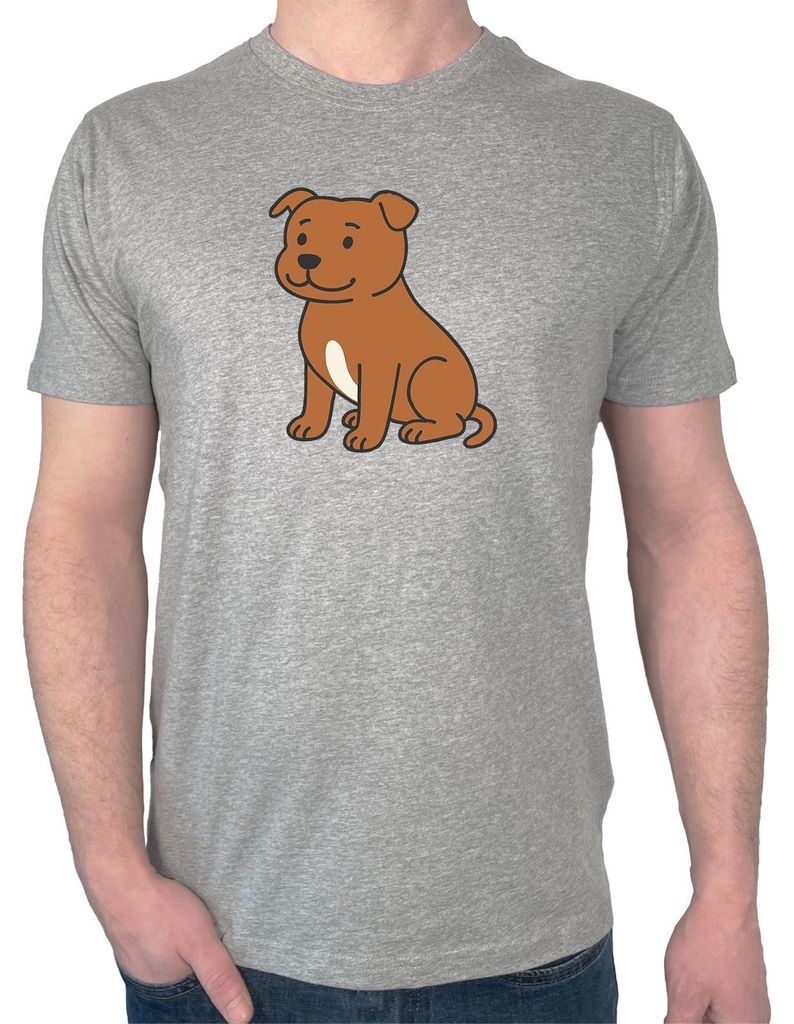 Huuraa Herren T-Shirt Staffordshire Bullterrier Comic Staffi L Sport Grey Bio Baumwolle Fairtrade Herrenshirt Geschenkidee