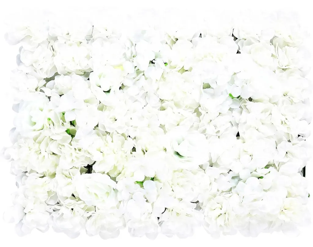 Panneaux de fleurs artificielles pour mur végétal lot de 20 en blanc