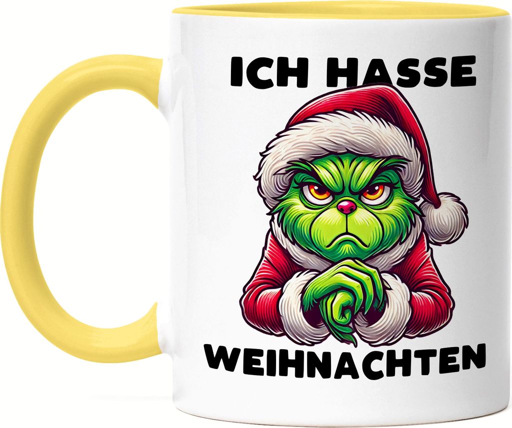 Ich Hasse Weihnachten Tasse gelb Weihnachtsmuffel Sarkasmus Anti-Weihnachten Geschenkidee