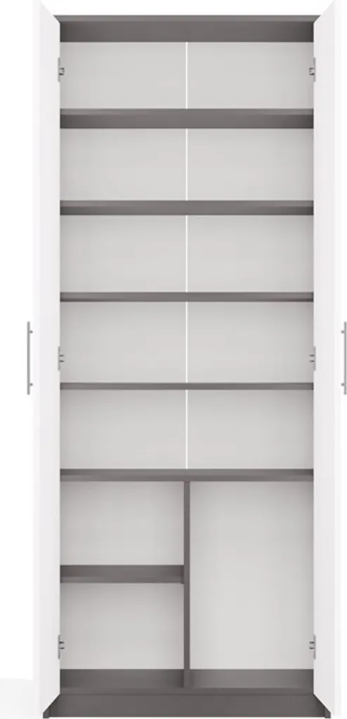 Bibliothèque de bureau RAINER bicolore anthracite blanc en bois robuste - 12