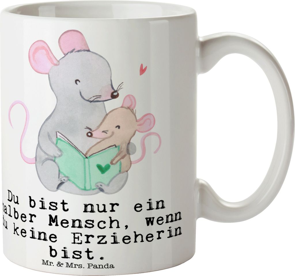 Mr. & Mrs. Panda Kaffeebecher Erzieherin Herz - Weiß - Produktbild 