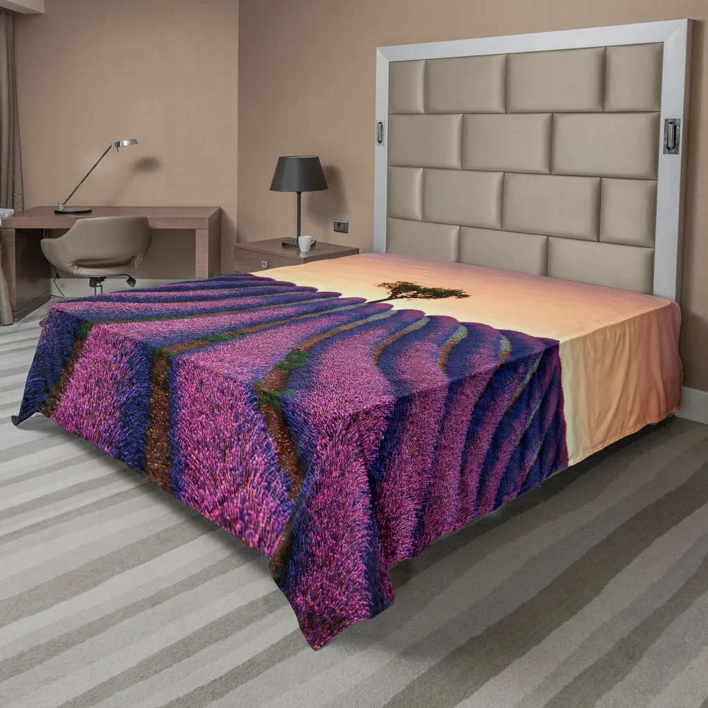 Drap de lit violet lavande impression haute définition doux 275x260 cm