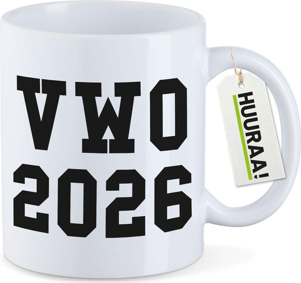 Huuraa Kaffeetasse VWO 2026 Abschluss Niederlande 330ml Weiß Keramik Kaffeebecher Geschenkidee