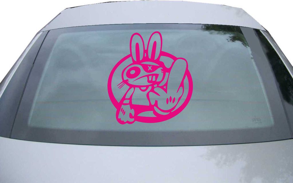 Indigos UG - Aufkleber Heckscheibe & Motorklappe DE2086 - pink - 600x549 mm - Drift Rabbit - Auto Scheiben Fenster Heckklappe Tuning Racing JDM - D...