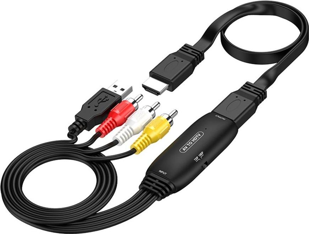 INF AV zu HDMI Konverter - AV2HDMI Adapter mit Kabel, Buchse für HDTV