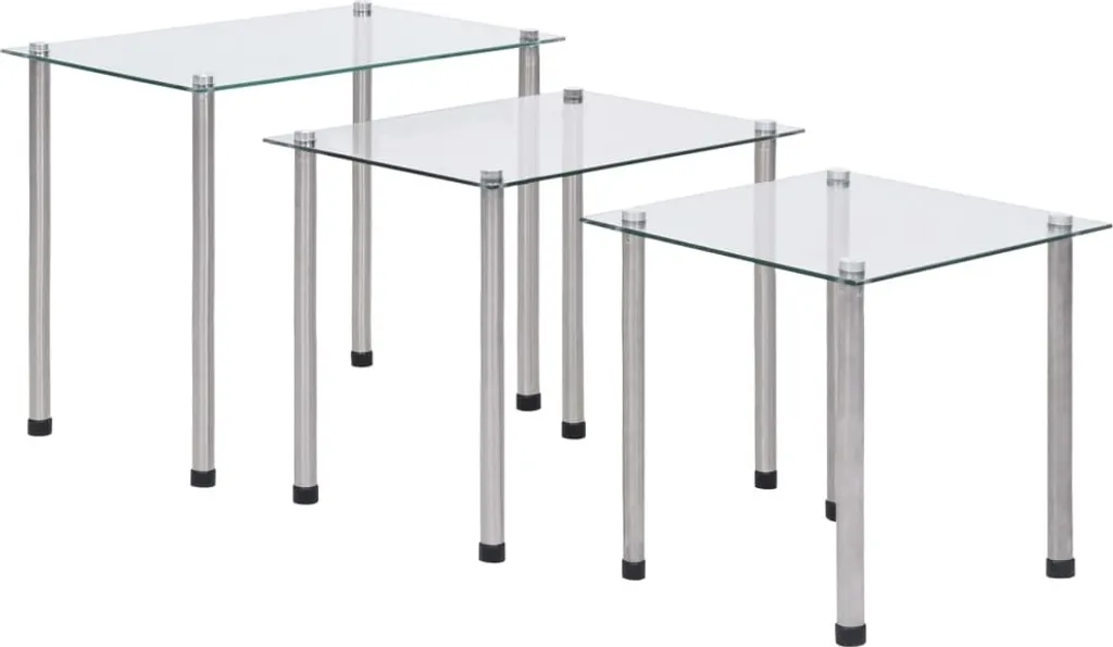 Tables en verre trempé transparent lot de 3 anti-rayures pour séjour