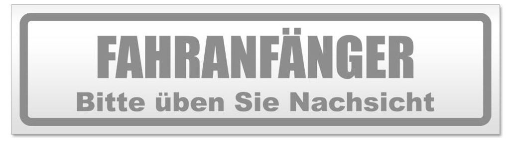 Kiwistar - Autoaufkleber - Grau - 45 x 12 cm - Fahranfänger. Bitte üben Sie Nachsicht - Hinweis Aufkleber Sticker für Auto, Kfz, Fahrrad, PKW, LKW