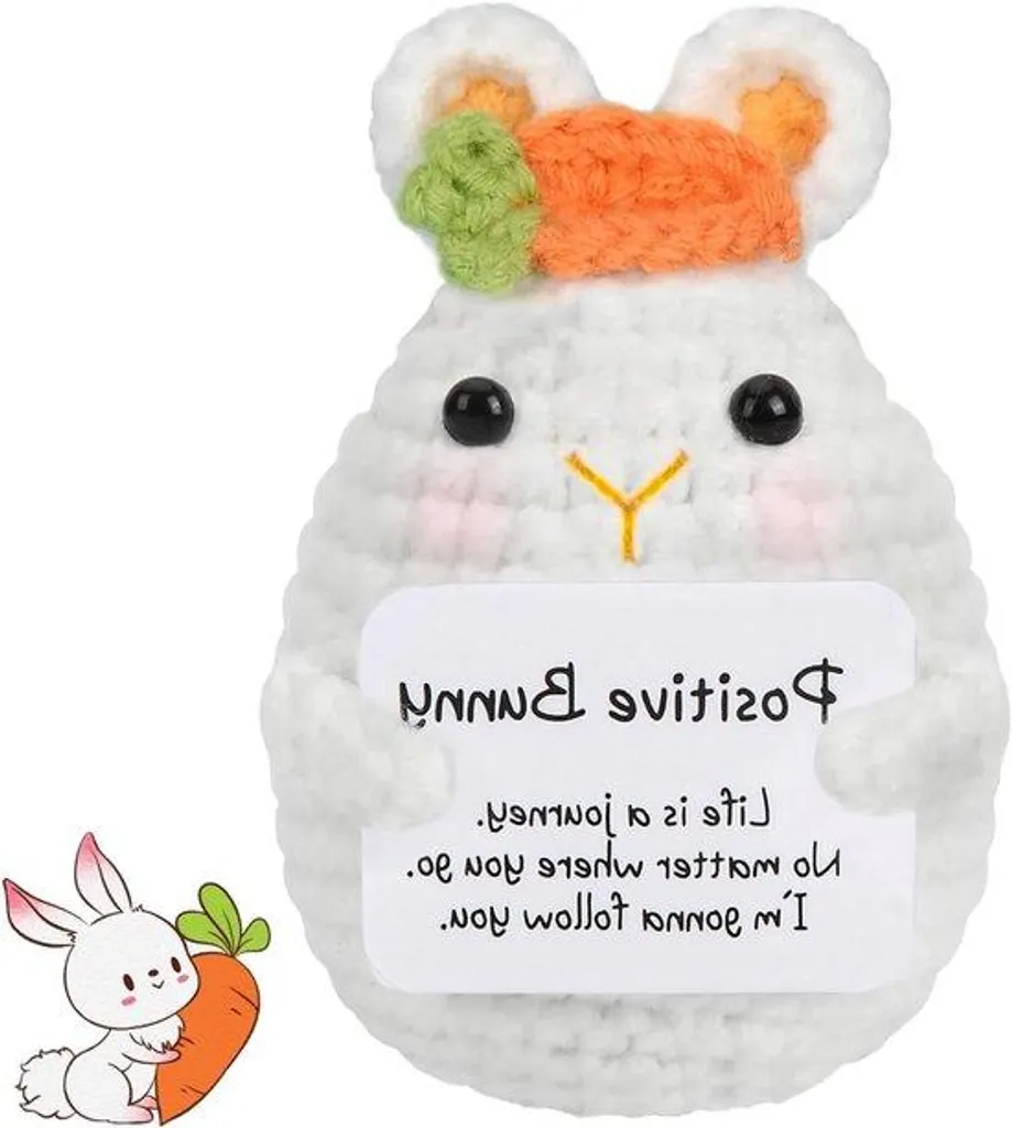 Allecto Plus Lapin en laine crocheté à la main - Doudou de soutien 10cm