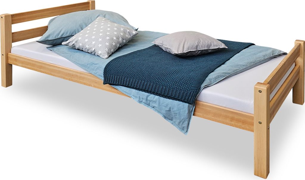 Bubema Bambi Einzelbett aus massiver Buche, natur geölt, 90x200 cm, Farbe: Buche, Natur geölt