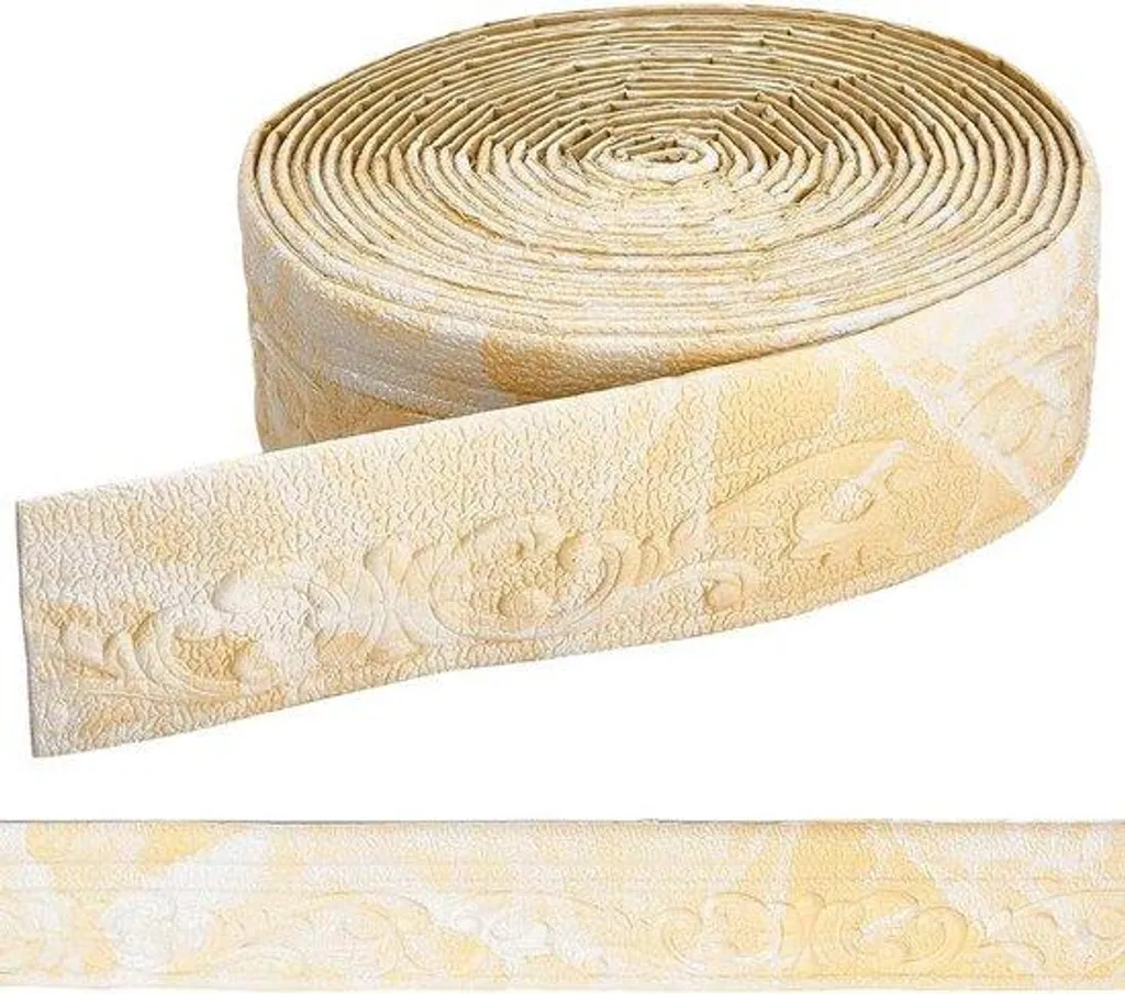 Papier peint autocollant 3D Foam bordure jaune et blanche 10m x 70cm