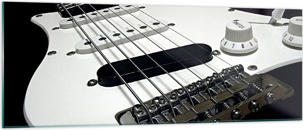 Bilder auf glas - E-Gitarre String Knopf - 140x50cm - Glasbilder - Wandbilder - Kunstdruck - zum Aufhängen bereit - Wanddekoration aus Glas - Glas...