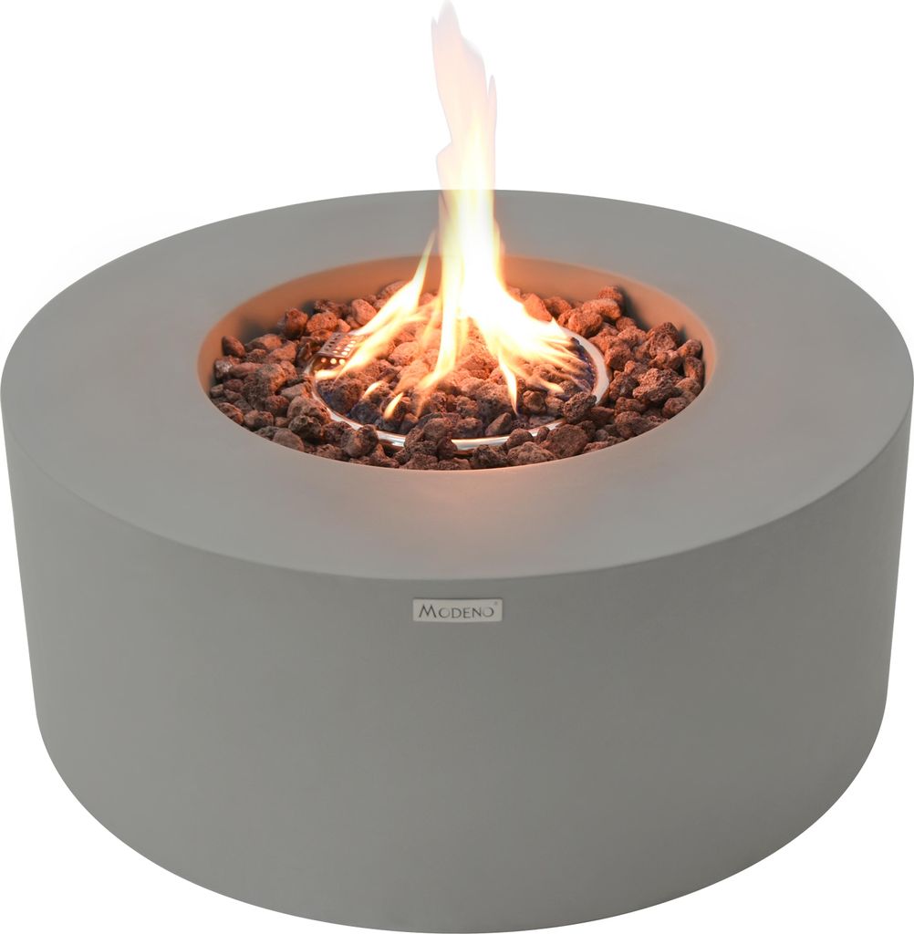 Tramore Feuerstelle | Rustikal | Hellgrau | Betonoptik | Wetterfest | Outdoor-Bereich | 87 x 87 x 37 cm