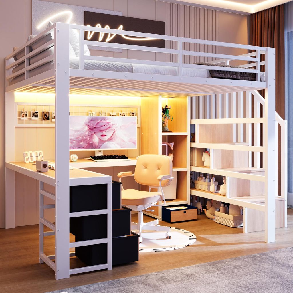 Lit superposé Merax 140x200 cm, lit enfant avec bureau et Image du produit 
