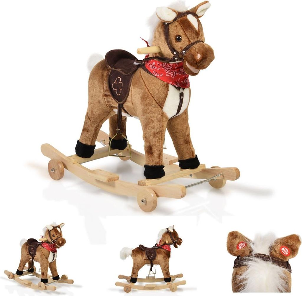 Schaukelpferd Plüsch ChipperWJ-302, Sound, Kufen und klappbaren Rollen
