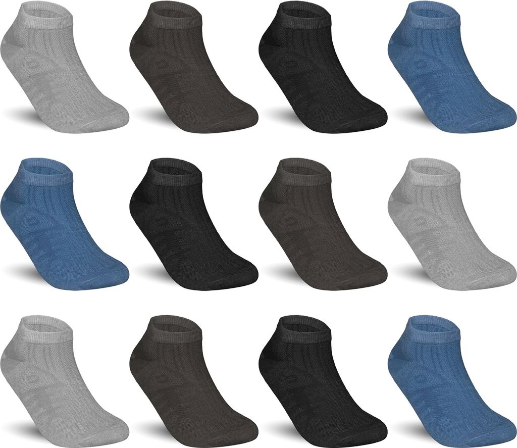 TEXEMP Sneaker Socken Herren & Damen 12 Paar Baumwolle Freizeit | B18 - 39-42 - 12er Pack