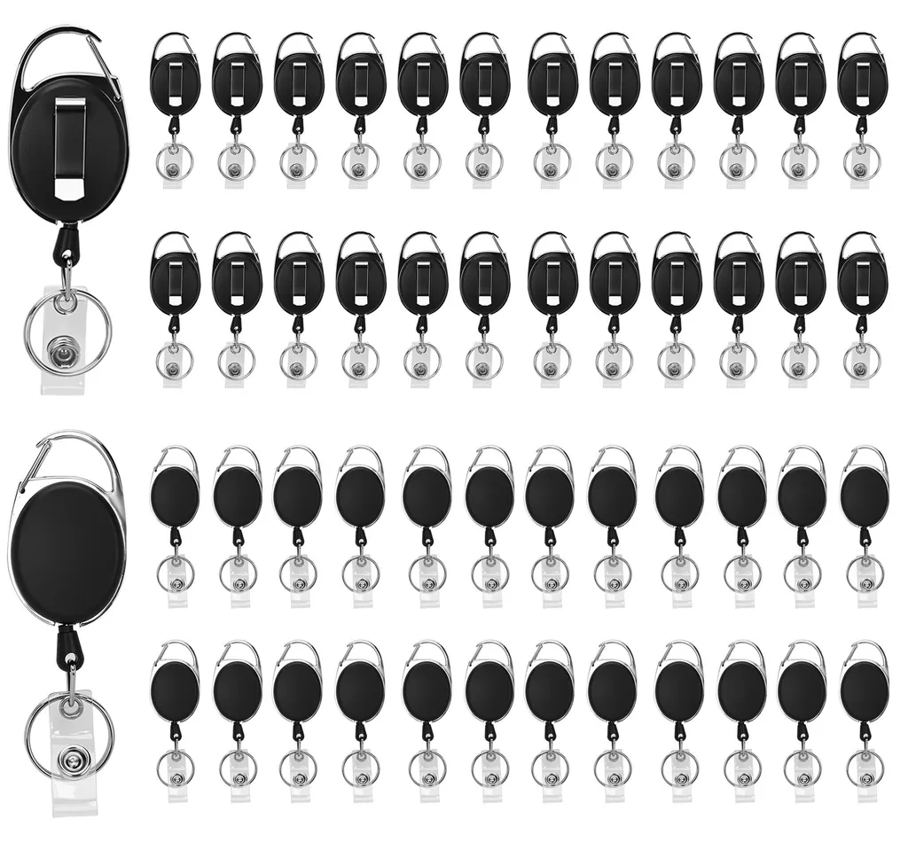 Enrouleur Badge Extensible et Porte-clés pour Cartes d'Accès - 50 pcs