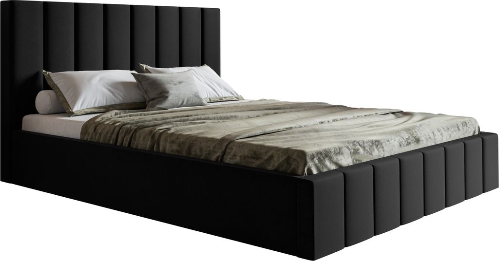 Polsterbett 180x200 Moris - Schlafzimmer, Bettkasten, Lattenrost - Modern Doppelbett, Schwarz