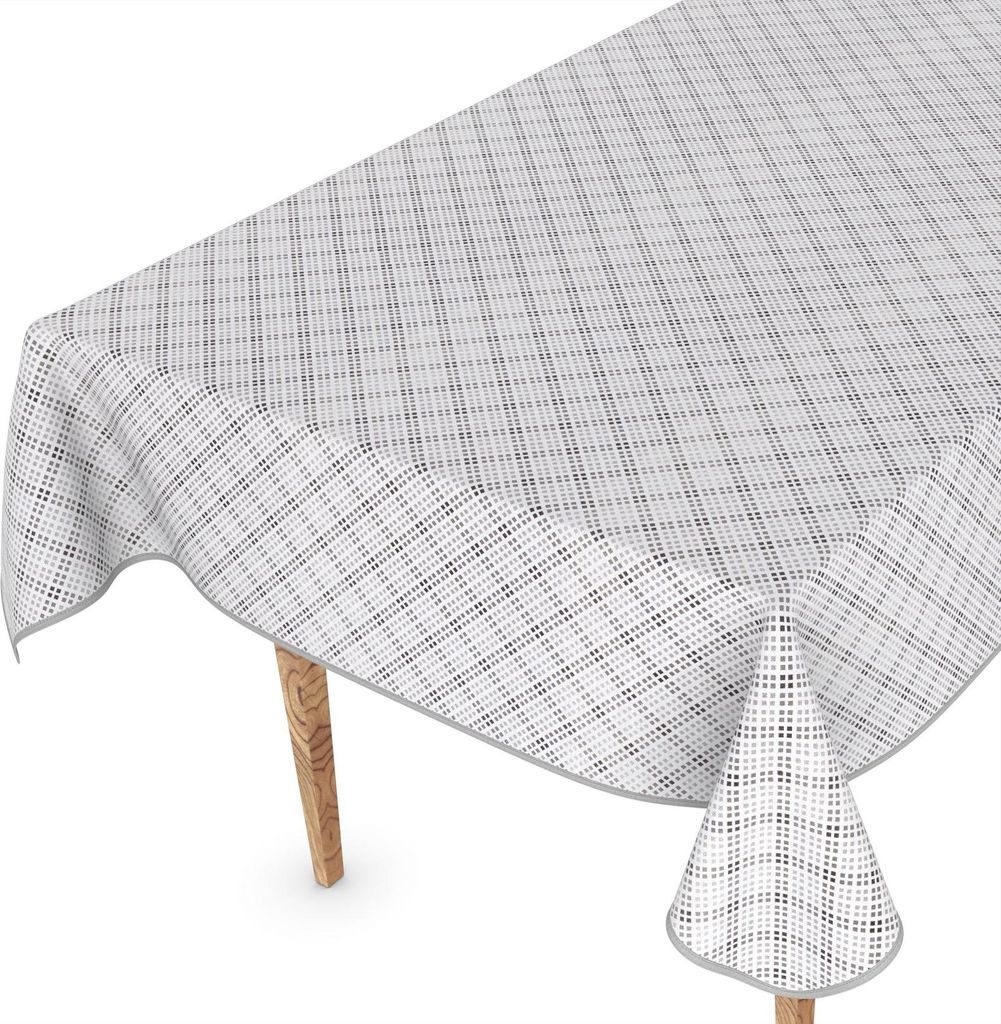 Tischdecke Wachstuchtischdecke Gartentischdecke Wachstischdecke Karriert Grau Wasserabweisend Breite 120 cm Länge 160 cm mit Paspelband