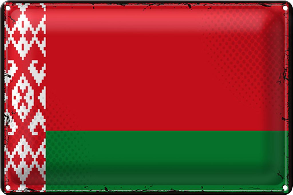 Blechschild Flagge Weißrussland 30x20cm Retro Flag Belarus