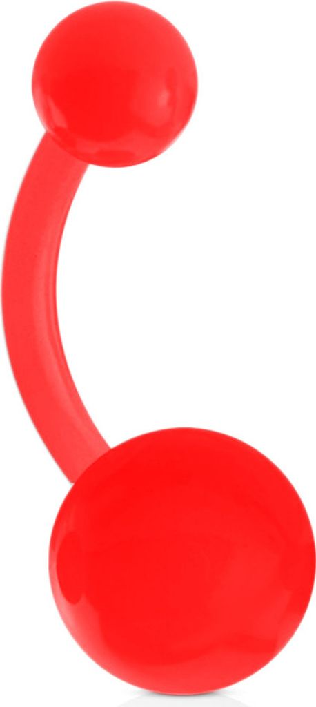 viva-adorno 1 Stück Bauchnabel Piercing Banane Acryl Kunststoff Kugeln verschiedene Farben Z318, rot