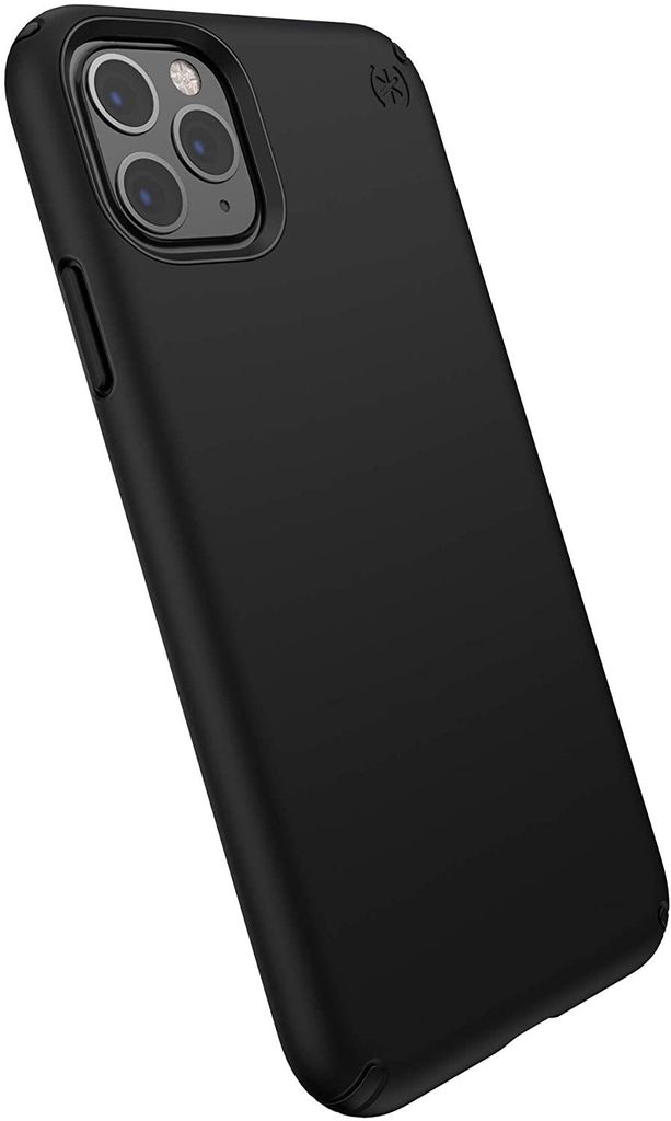 A black phone case is shown from a diagonal angle against a white background.