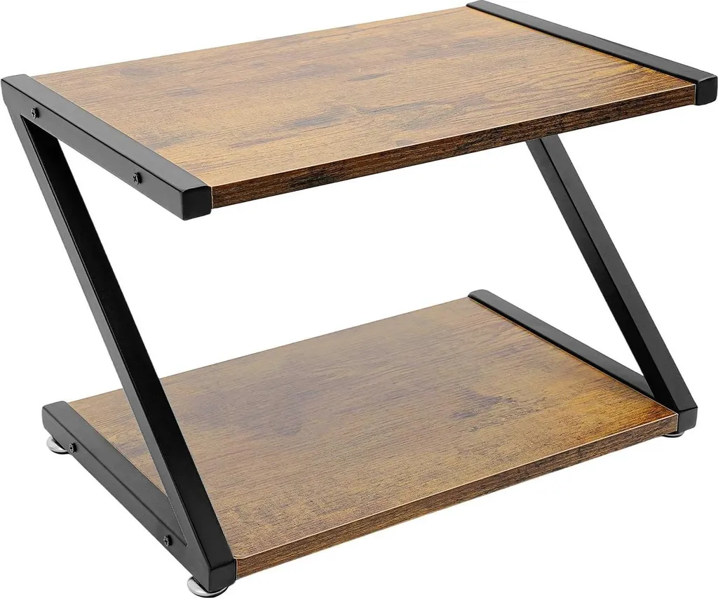 Support pour imprimante de bureau 2 niveaux en bois MDF et acier marron