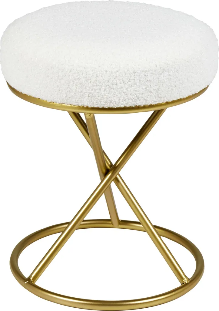 Tabouret d'Appoint Confortable Blanc et Or - Solution Gain de Place