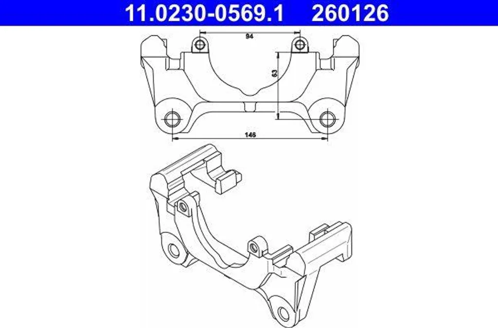 Support d'étrier de frein ATE 11.0230-0569.1 pour Audi A4 A6 et Exeo