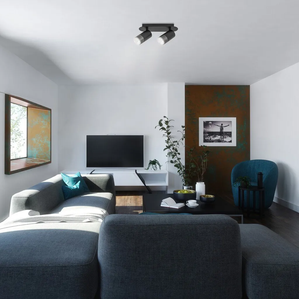 Spot design noir mat GU10 Zircon 5070, éclairage orientable moderne