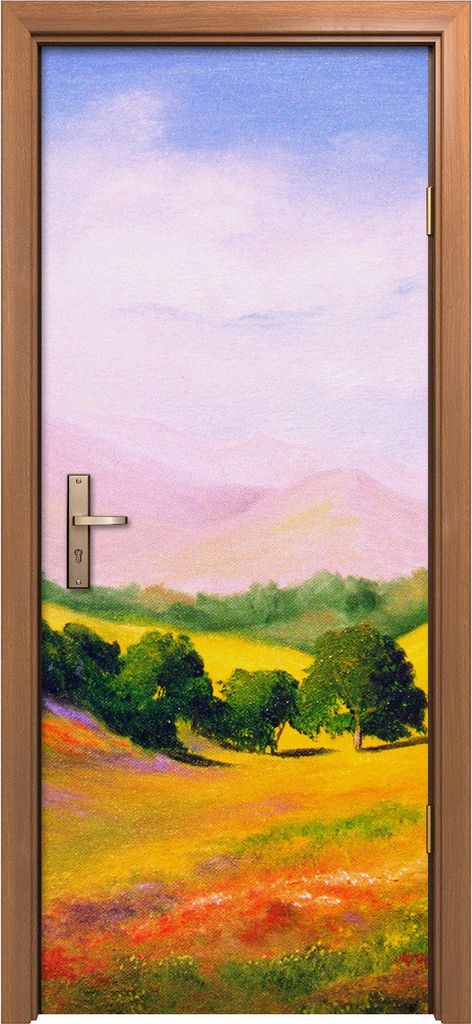 Türposter 80x200 cm Türaufkleber Türtapete Türfolie Klebefolie Deko Wiesenlandschaft Berge Malerei