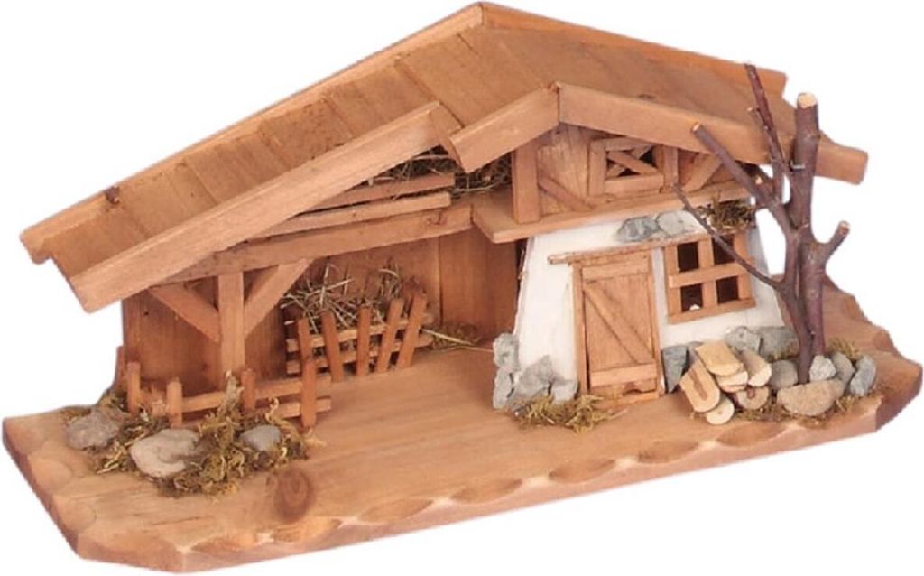 Krippe schönes Holzhaus 30cm x 13cm Modellhaus Produktbild 4
