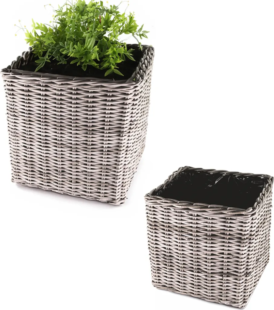 Pots en rotin rectangulaires 40 ou 50 cm - Jardinières tressées main