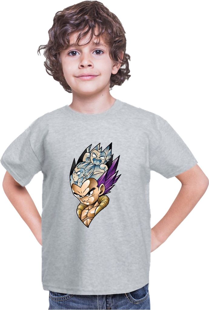 Kinder T-Shirt Dragon Anime Manga Ball Z Vegeta 01, 7-8 Jahr - 128 / Grau