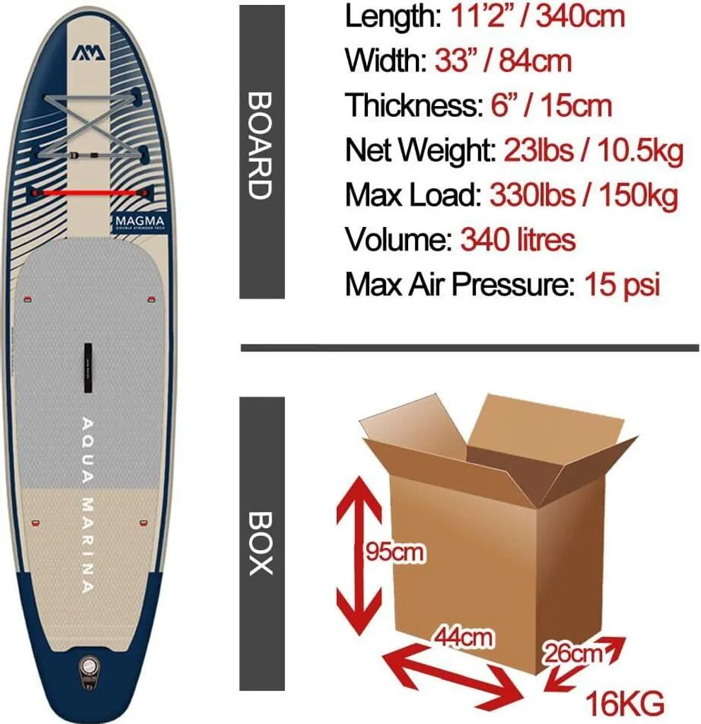 Aqua Marina Magma 11'2 iSUP Planche de Paddle Gonflable Polyvalente 340cm
