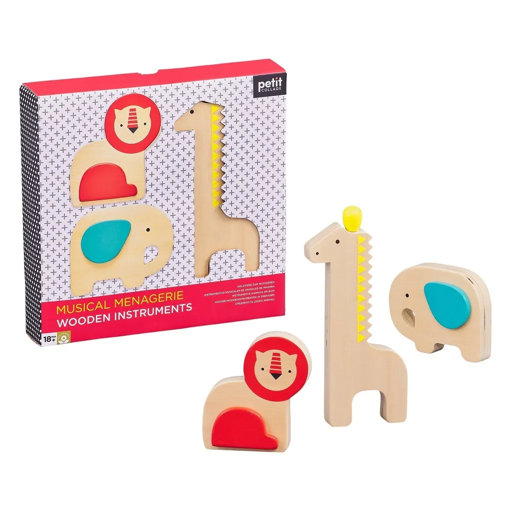Petit Collage Ménagerie Musicale : Kit de 3 Instruments en Bois Enfant