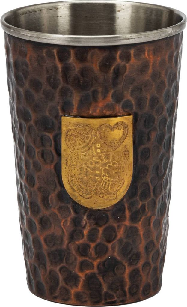 Two Tone Bierkrug 500 ml - Kupfer & Edelstahl, mit Hammerschlag-Design NEU