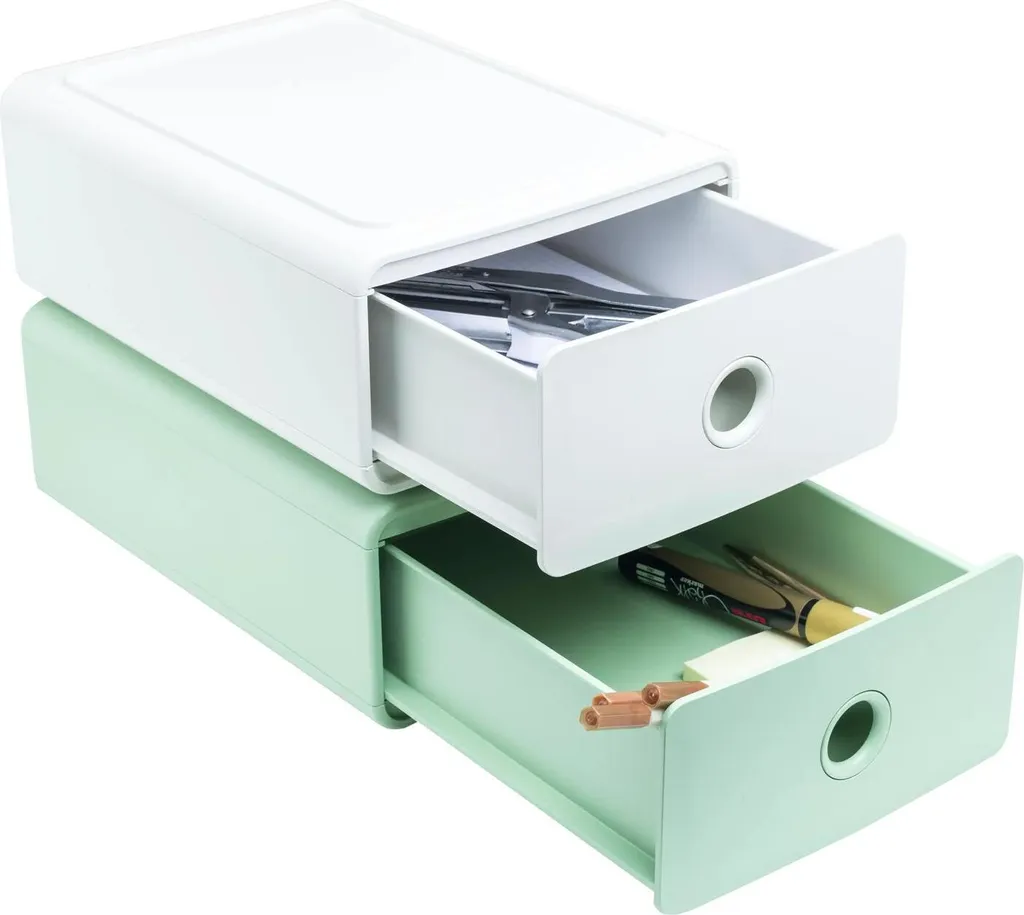 Module de rangement de bureau Tiny Box Exacompta Vert sauge - Lot de 3 unités
