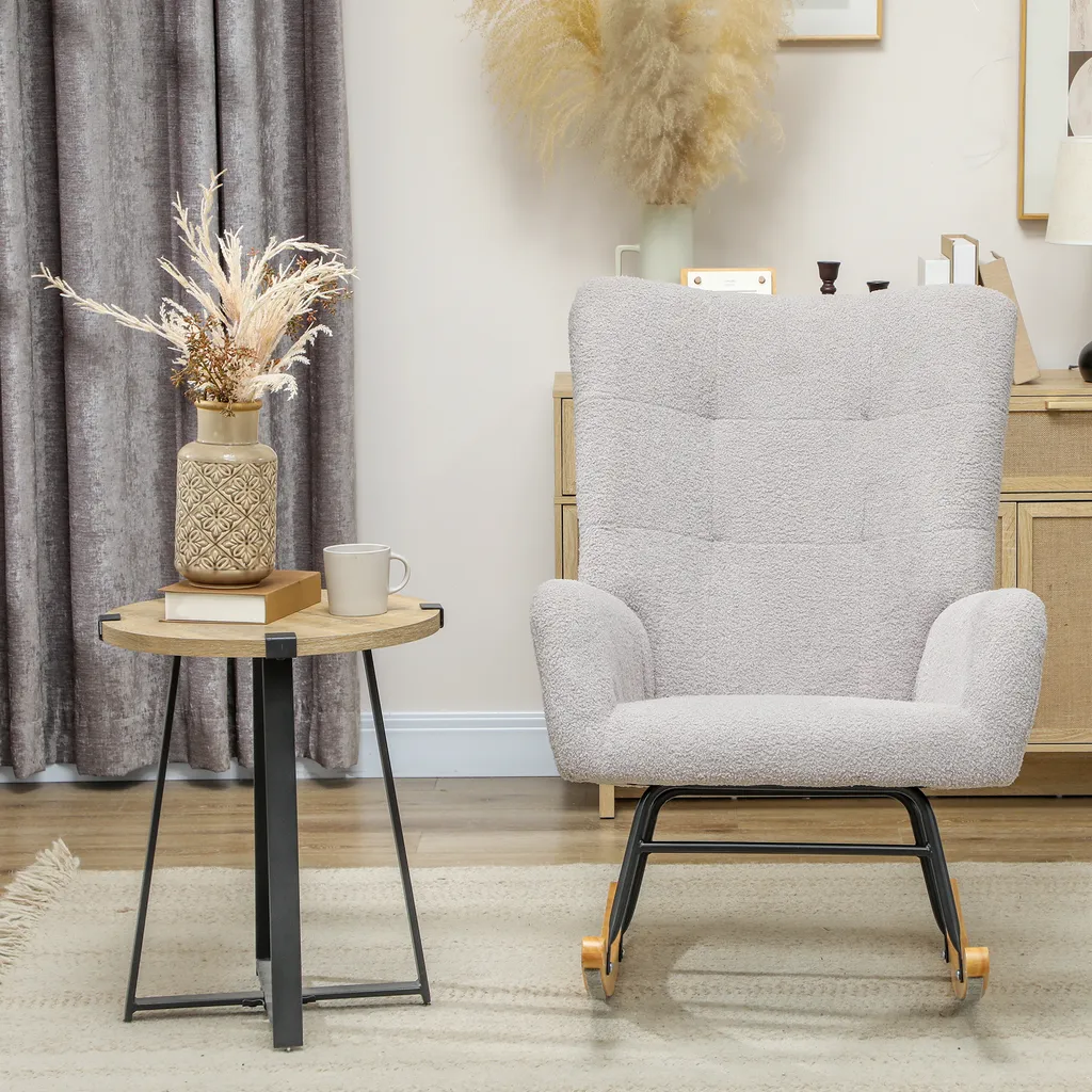 HOMCOM Sedia a Dondolo Teddy: Test Comfort e Solidità Grigio - 8