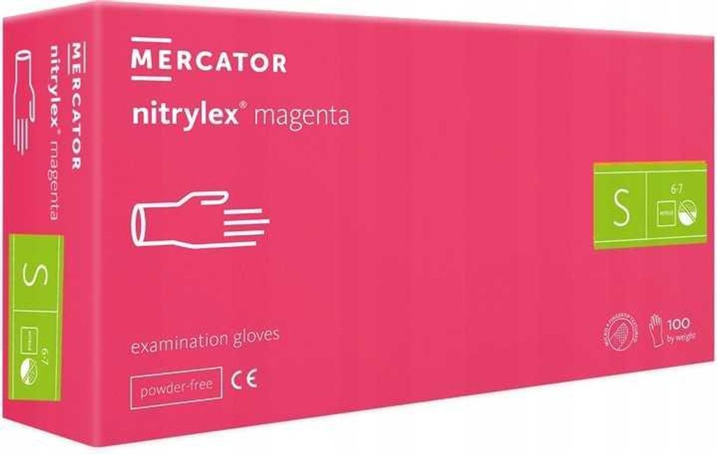 Nitrilové rukavice 100 kusov 7-S Nitrylex Magenta Obrázok produktu 