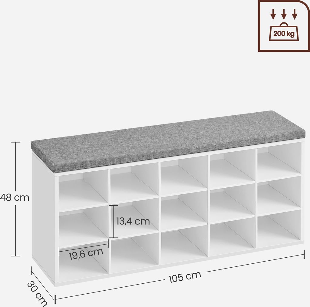 VASAGLE Schuhbank, Sitzbank, Schuhregal, mit Kissen und 15 Produktbild 7