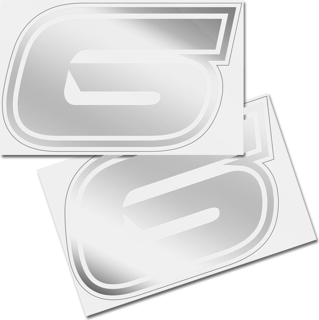 Startnummer Aufkleber 2er Set, Schrift Brünn, # 6, silber