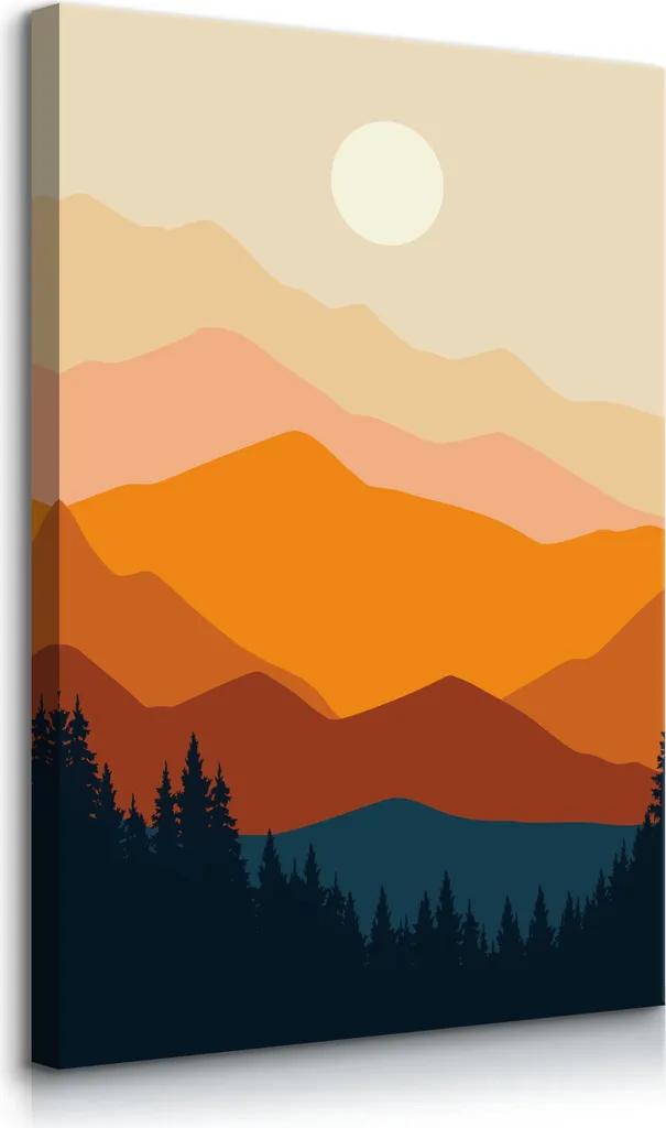 Muralo Tela Paesaggio Boho 70x100 | Arredo Ufficio Moderno Montagne