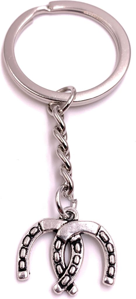 Onwomania Schlüsselanhänger Hufeisen doppel 2 silber Metall Produktbild 