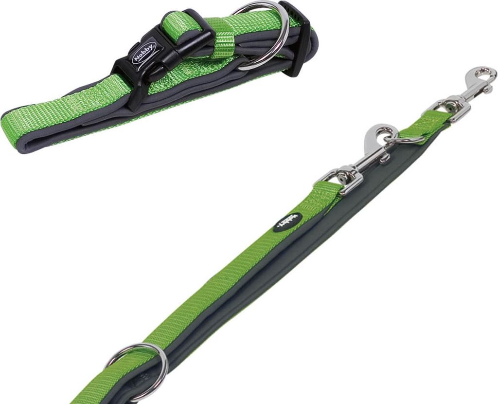 Hundehalsband und Leine Set "Classic Preno", neongrün, XS-S