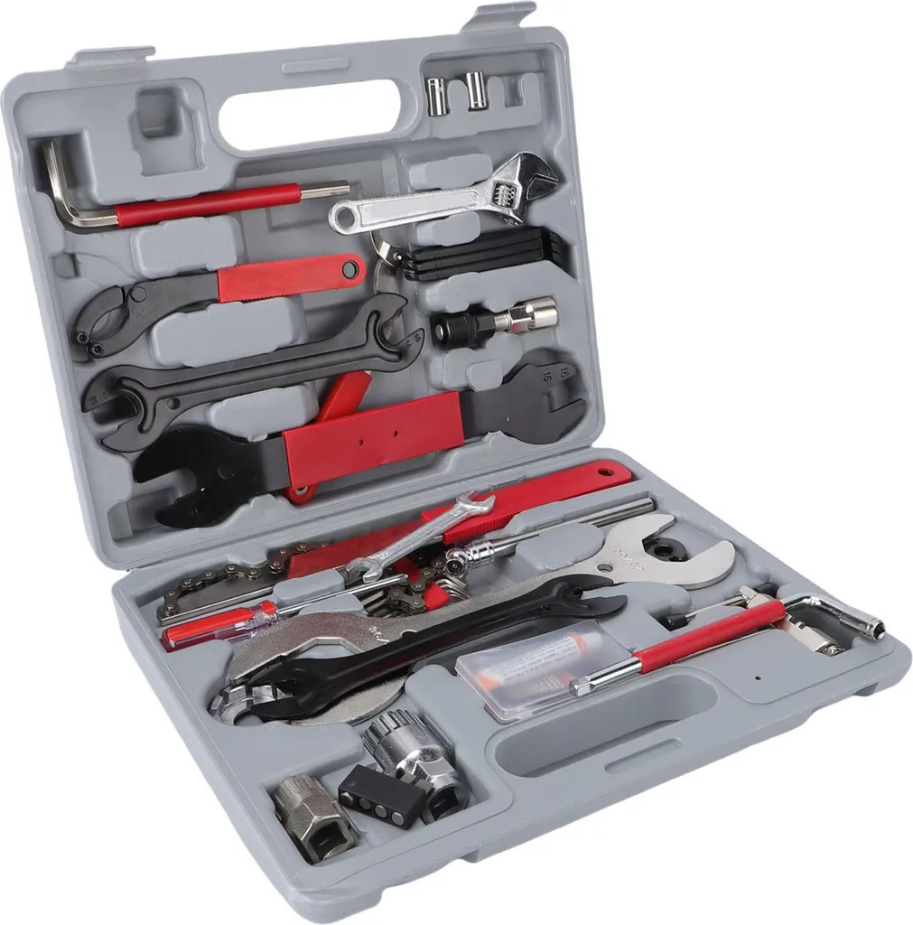 Mallette de réparation vélo multifonction avec 45 outils en acier
