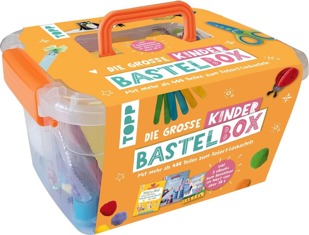 Die große Kinderbastelbox. Inkl. 3 Bastelbücher zum Produktbild 