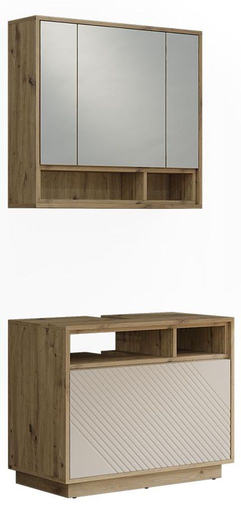 Badmöbel-Set Vicco Beatrice Cashmere/Artisan-Eiche 2-er Set, Model 61317