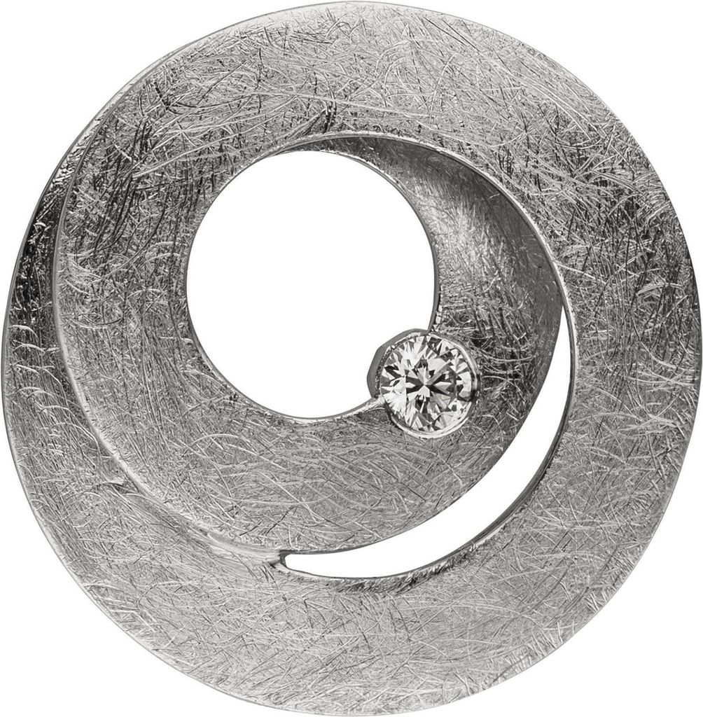 Anhänger in Spiralform 585 Gold Weißgold eismatt Diamant Brillant 0,09 Ct. rund