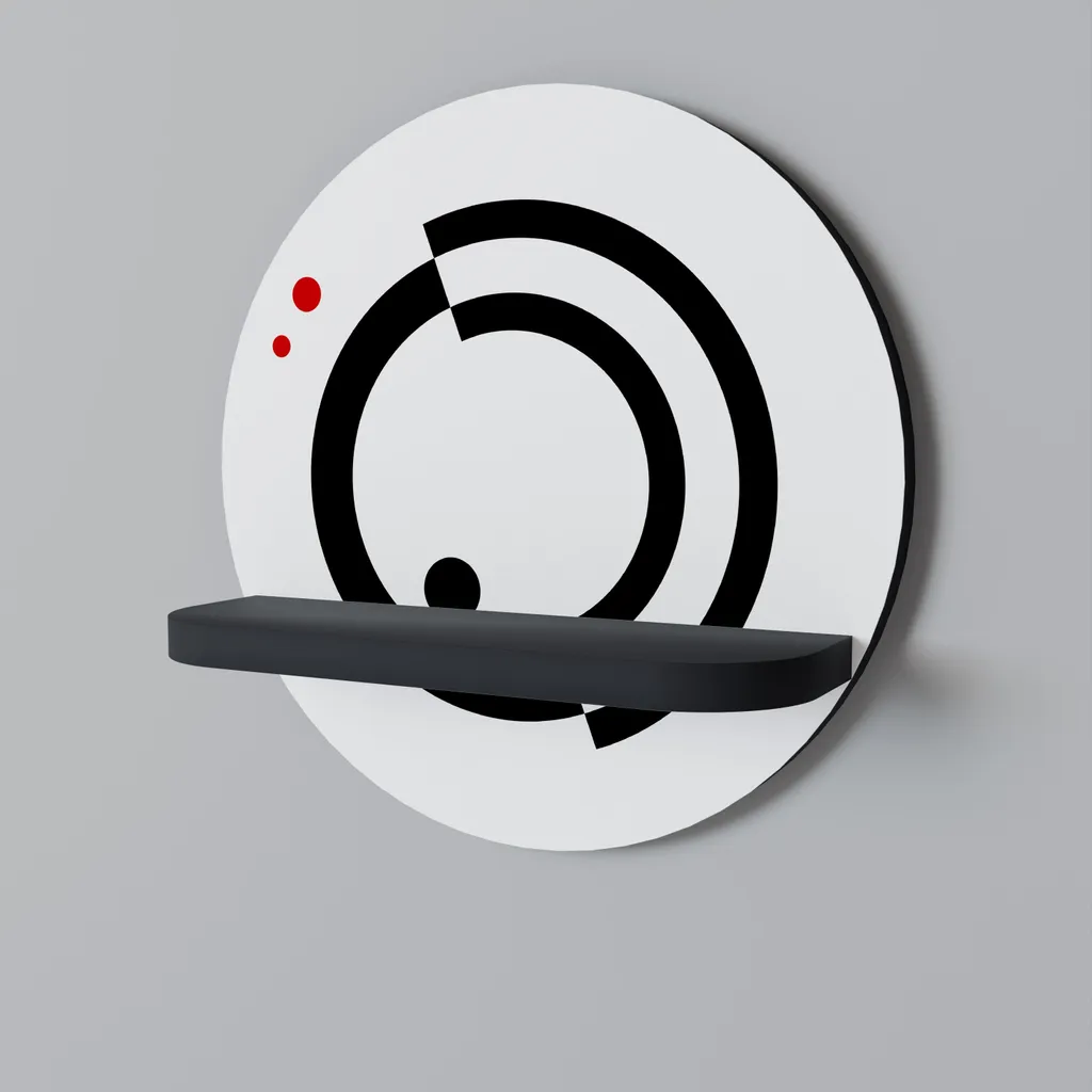 Étagère ronde noire ORBITAL FLOW en acier robuste style minimaliste 50cm